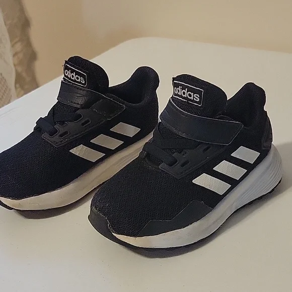 Adidas Baby Black & White Athletic Running Shoes/Sneakers - Picture 3 of 7